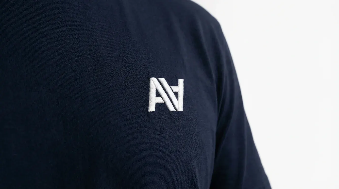 Finished embroidery placement reviewed on a garment