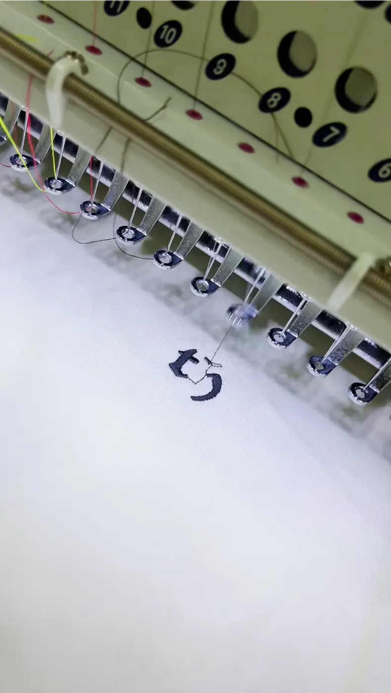 Garment fabric supported during embroidery machine production