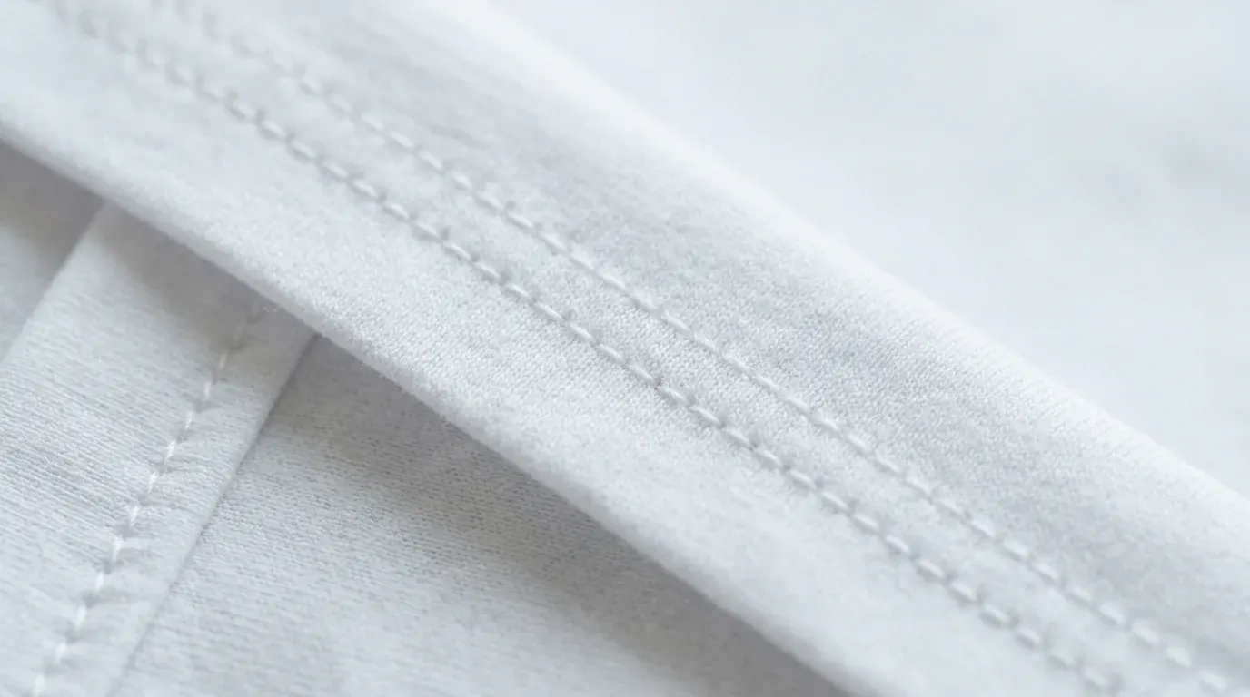 Close view of garment seams used during finished product inspection