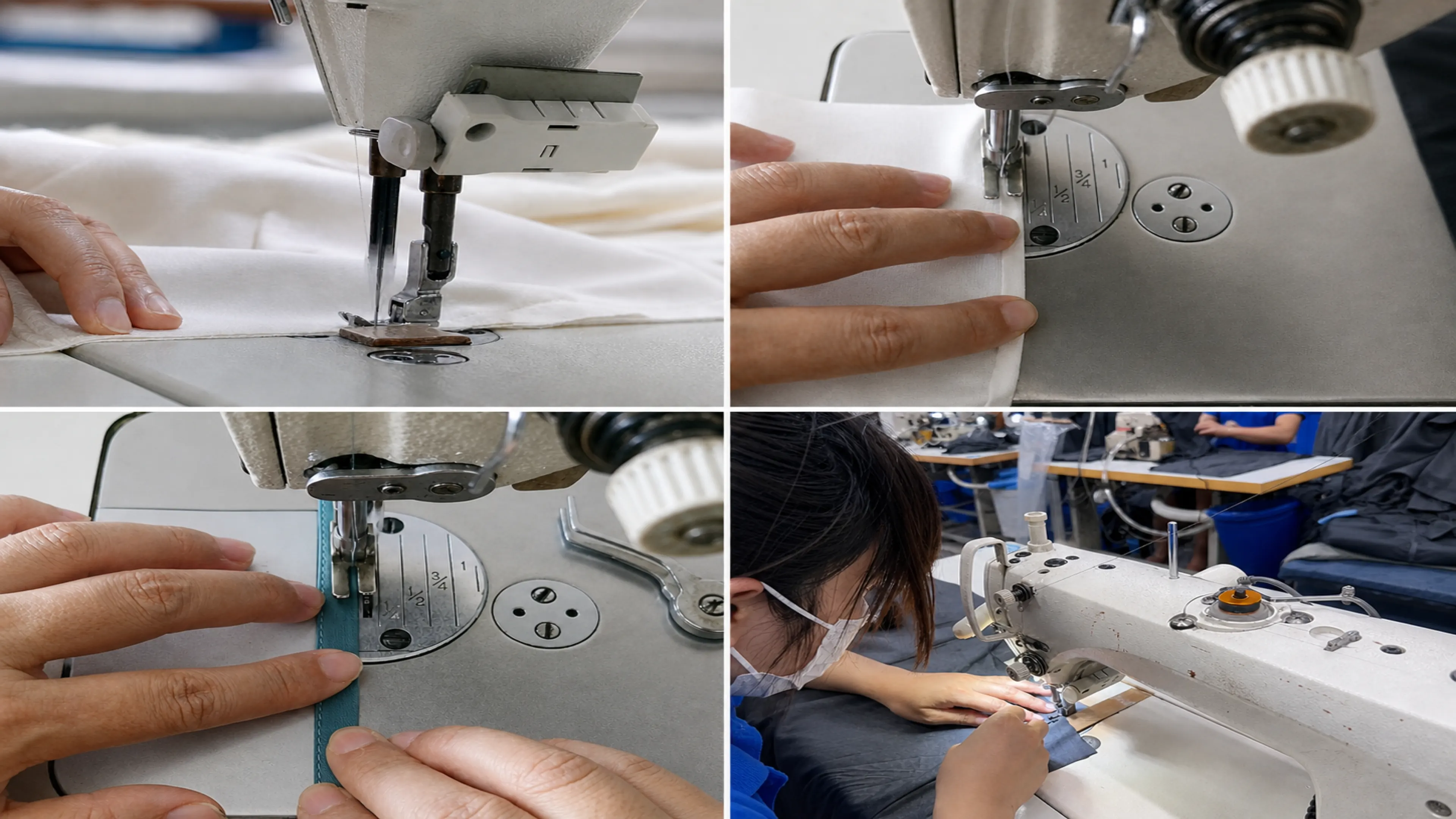 Four views of garment sewing and assembly in the DRIOV production environment