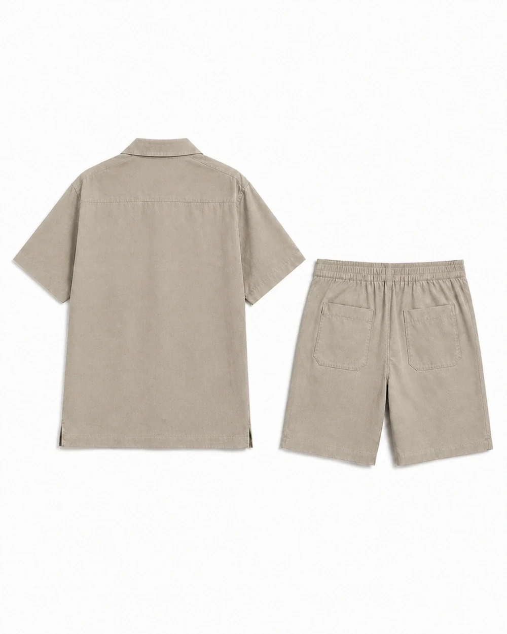 Cove Set back garment view in Warm Stone