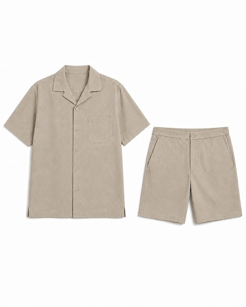 Cove Set front garment view in Warm Stone