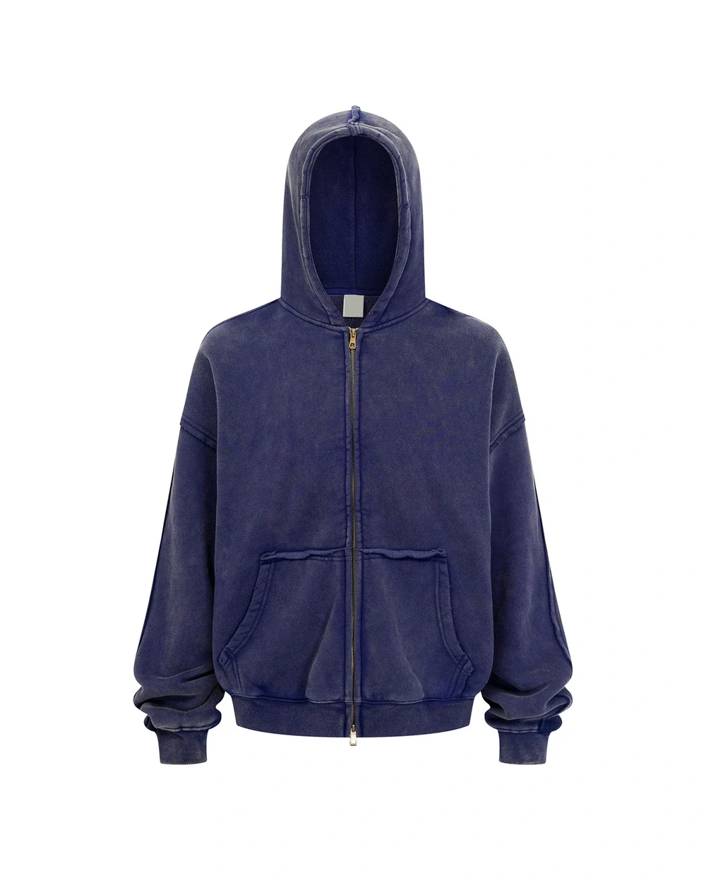 Frayed front garment view in Washed Blue
