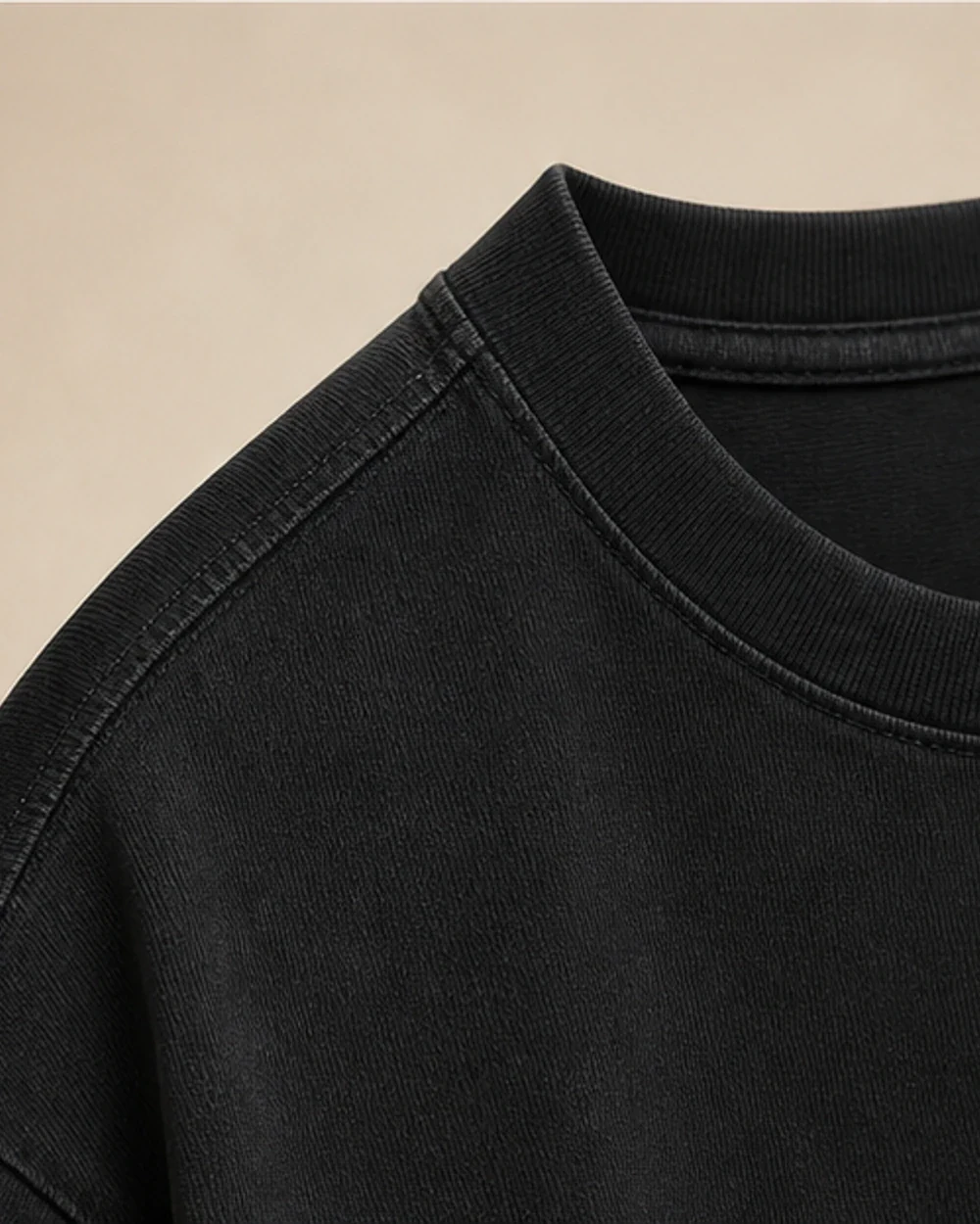 Hipster Tee construction detail shown in context in Washed Black