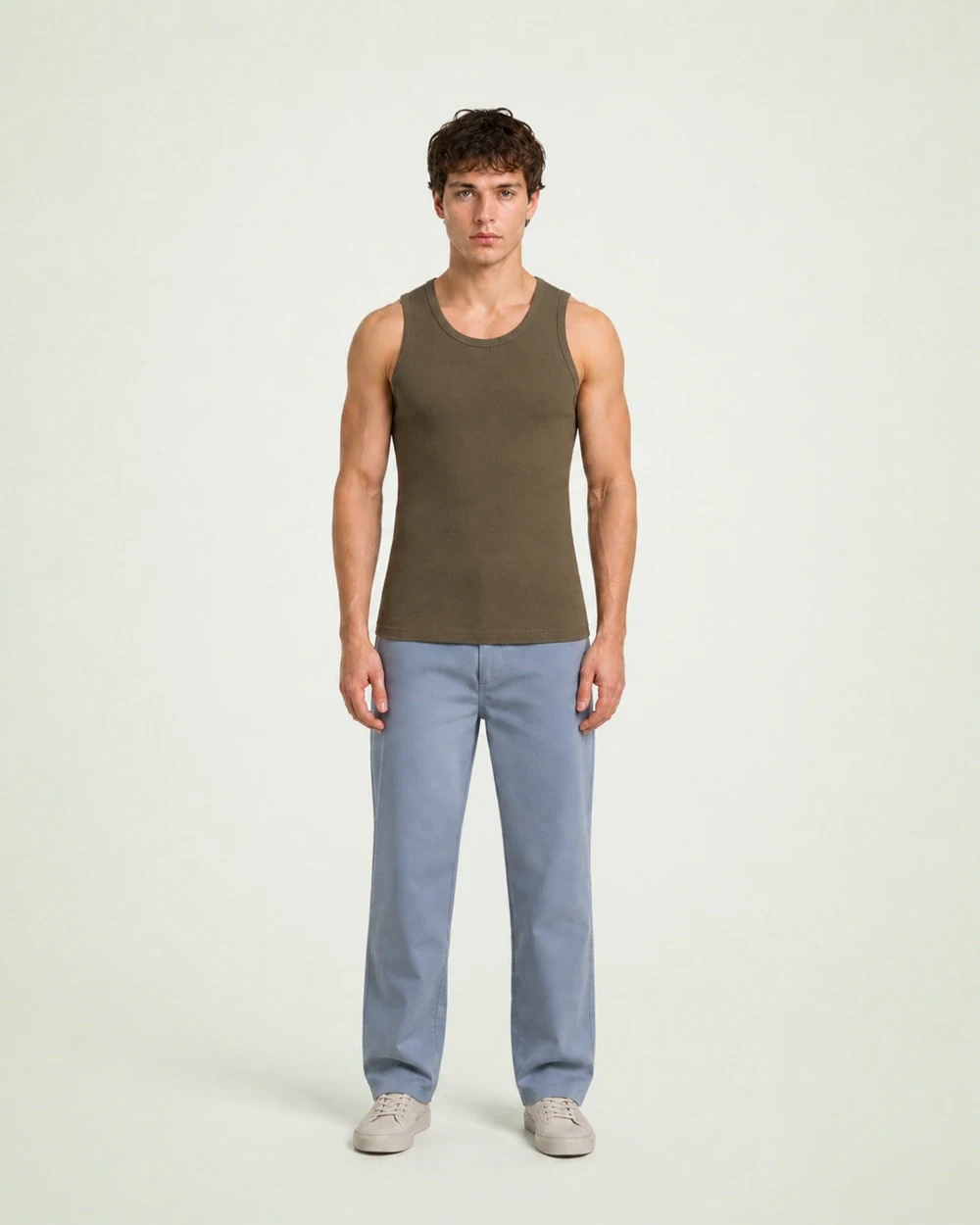 Contour shown in a full-length front model view in Brown