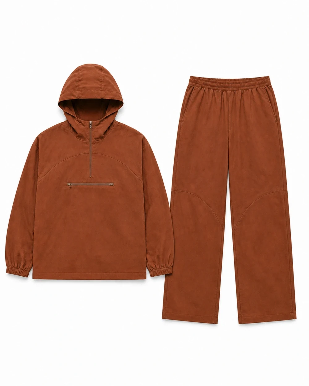 Trail front garment view in Rust Brown