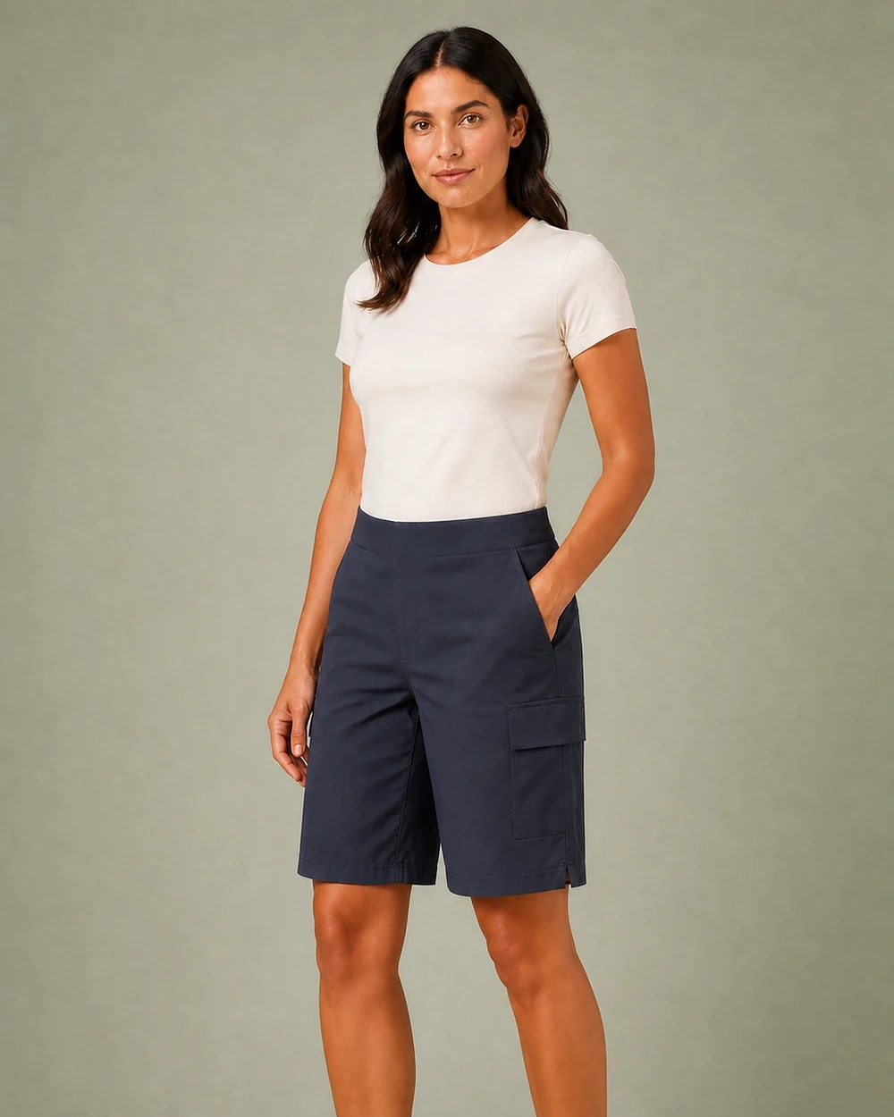 Field Cargo shown in a full-length three-quarter model view in Slate Navy