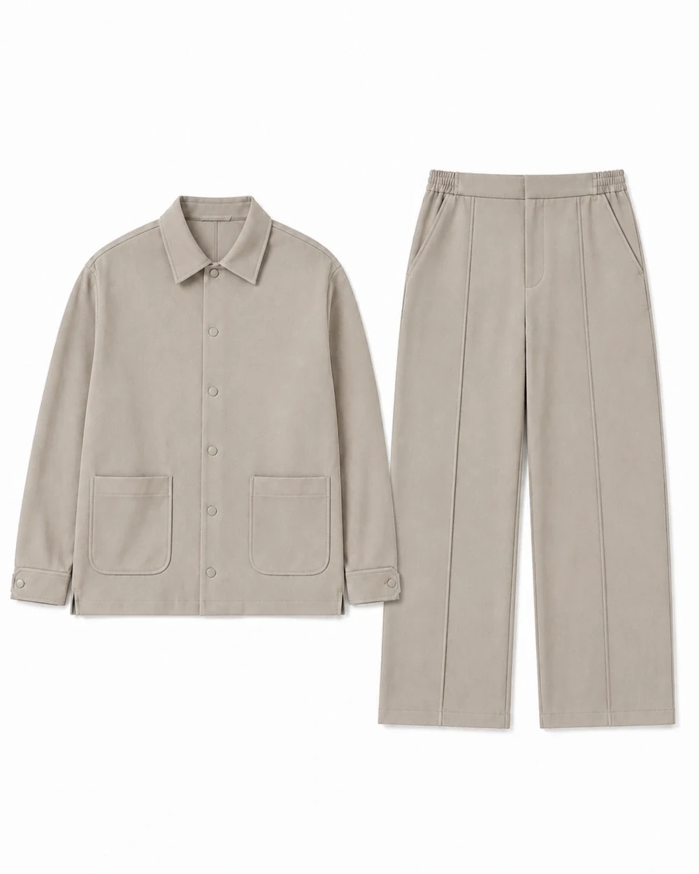 Studio front garment view in Fog Taupe