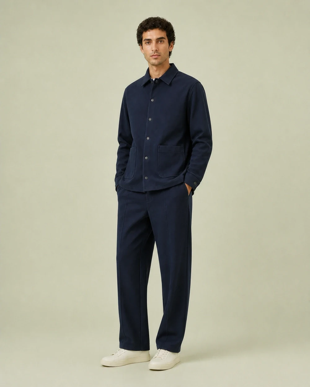 Studio shown in a full-length three-quarter model view in Deep Navy