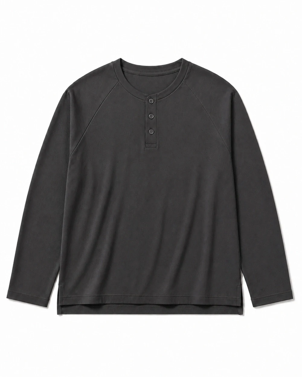 Relay Henley front garment view in Charcoal