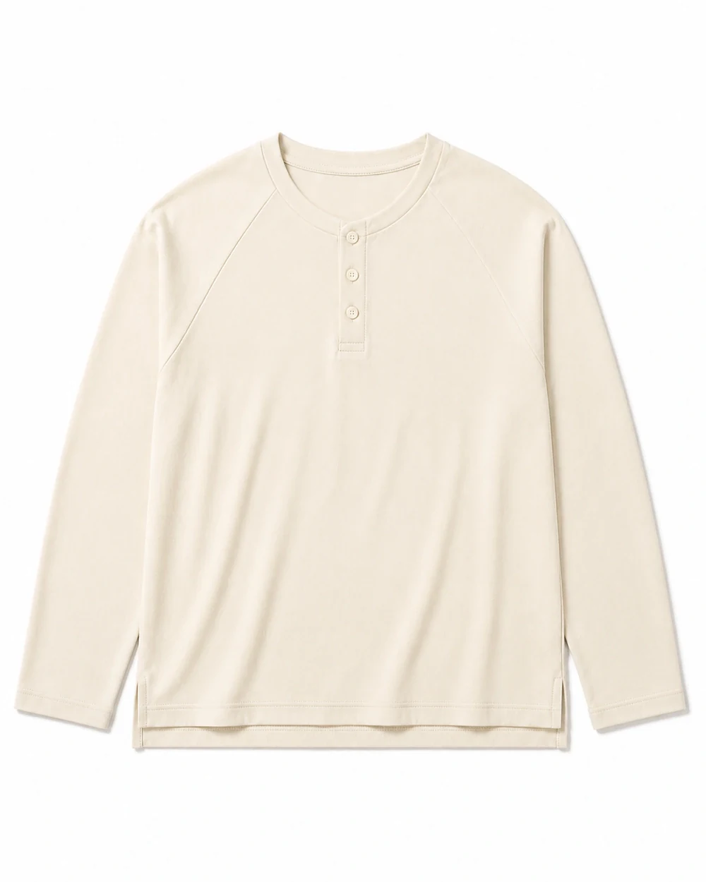 Relay Henley front garment view in Ecru
