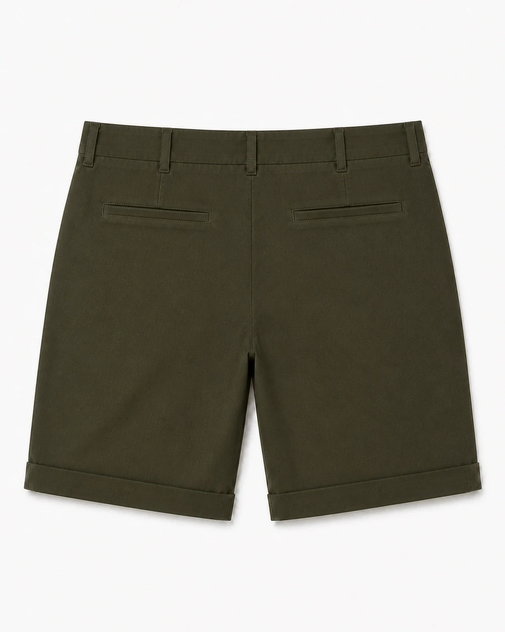 Pleat Chino back garment view in Deep Olive