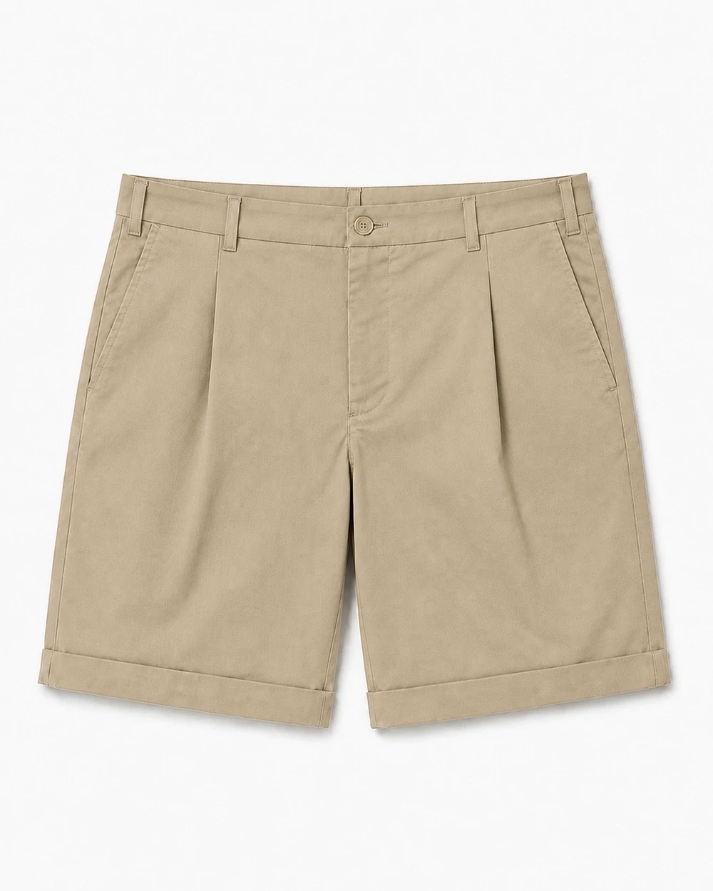 Pleat Chino front garment view in Stone Khaki