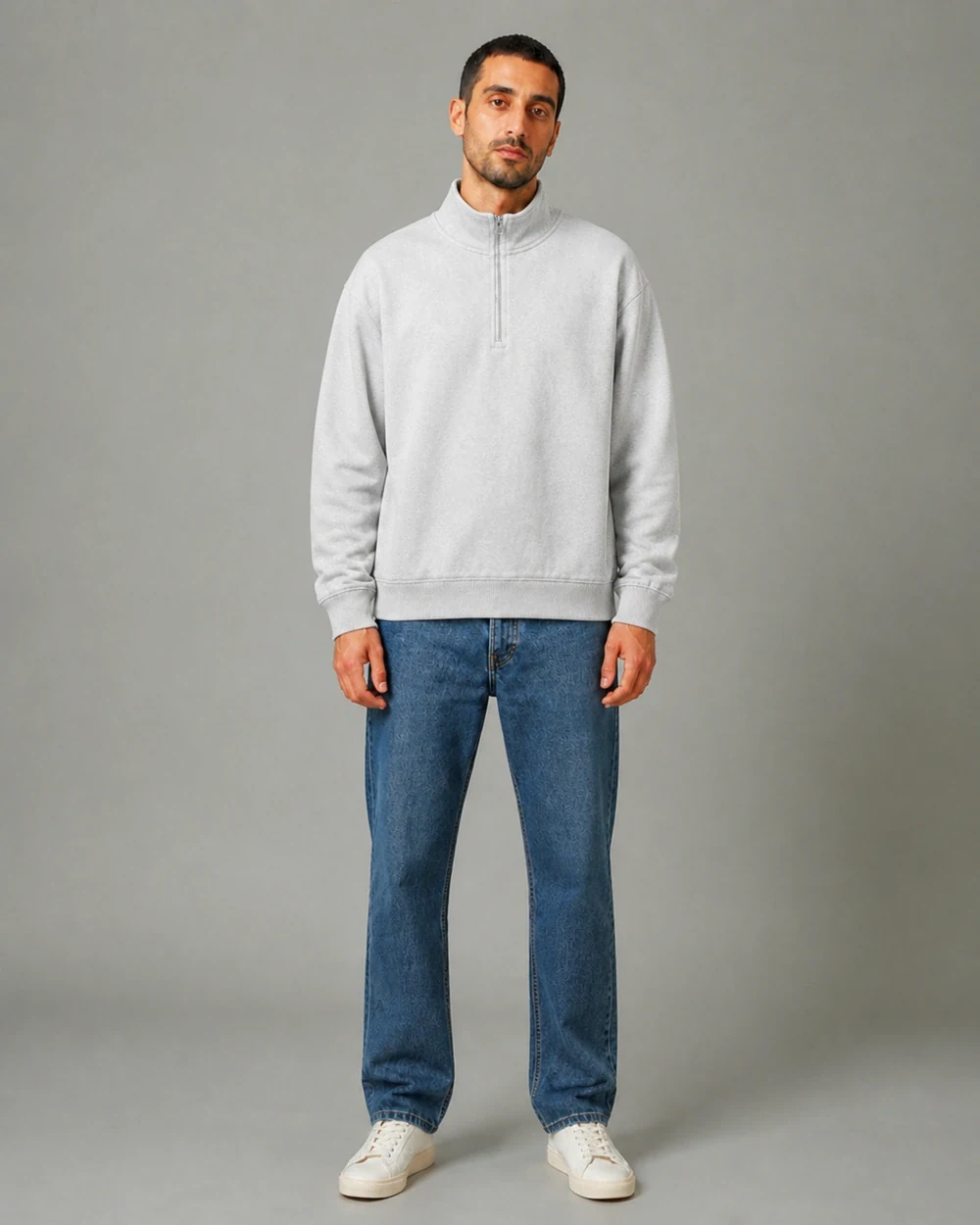 Rise shown in a full-length front model view in Heather Grey