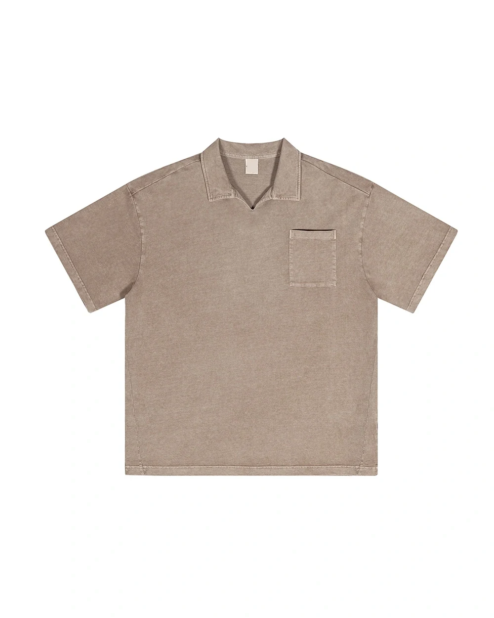 Foundry Polo front garment view in Mud Brown