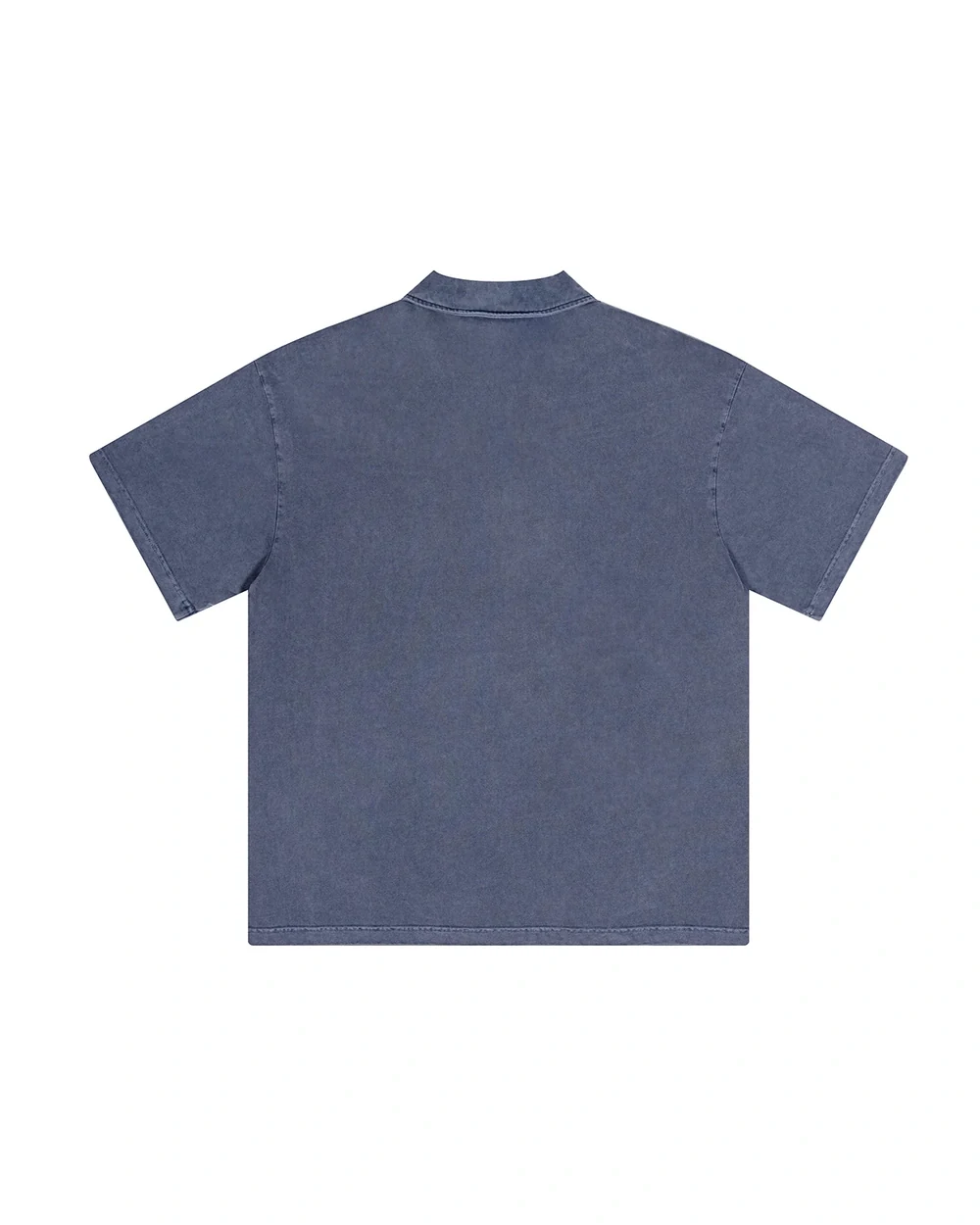 Foundry Polo back garment view in Washed Blue Grey