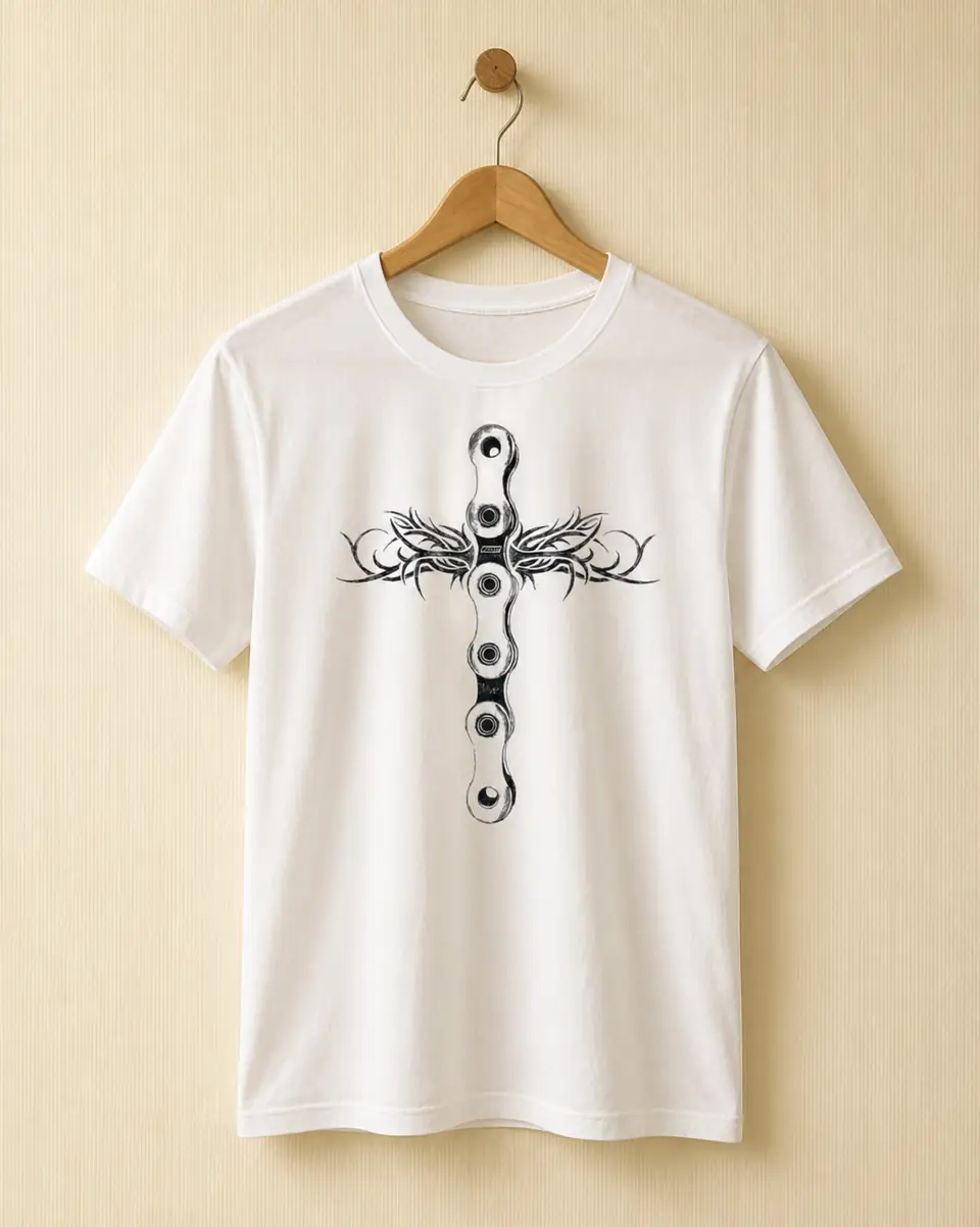 Finished T-shirt demonstrating heat transfer printing